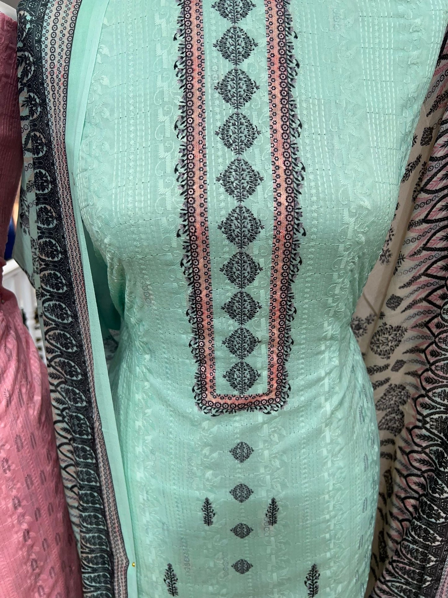 Digital Print Cotton With Intricate Embroidery