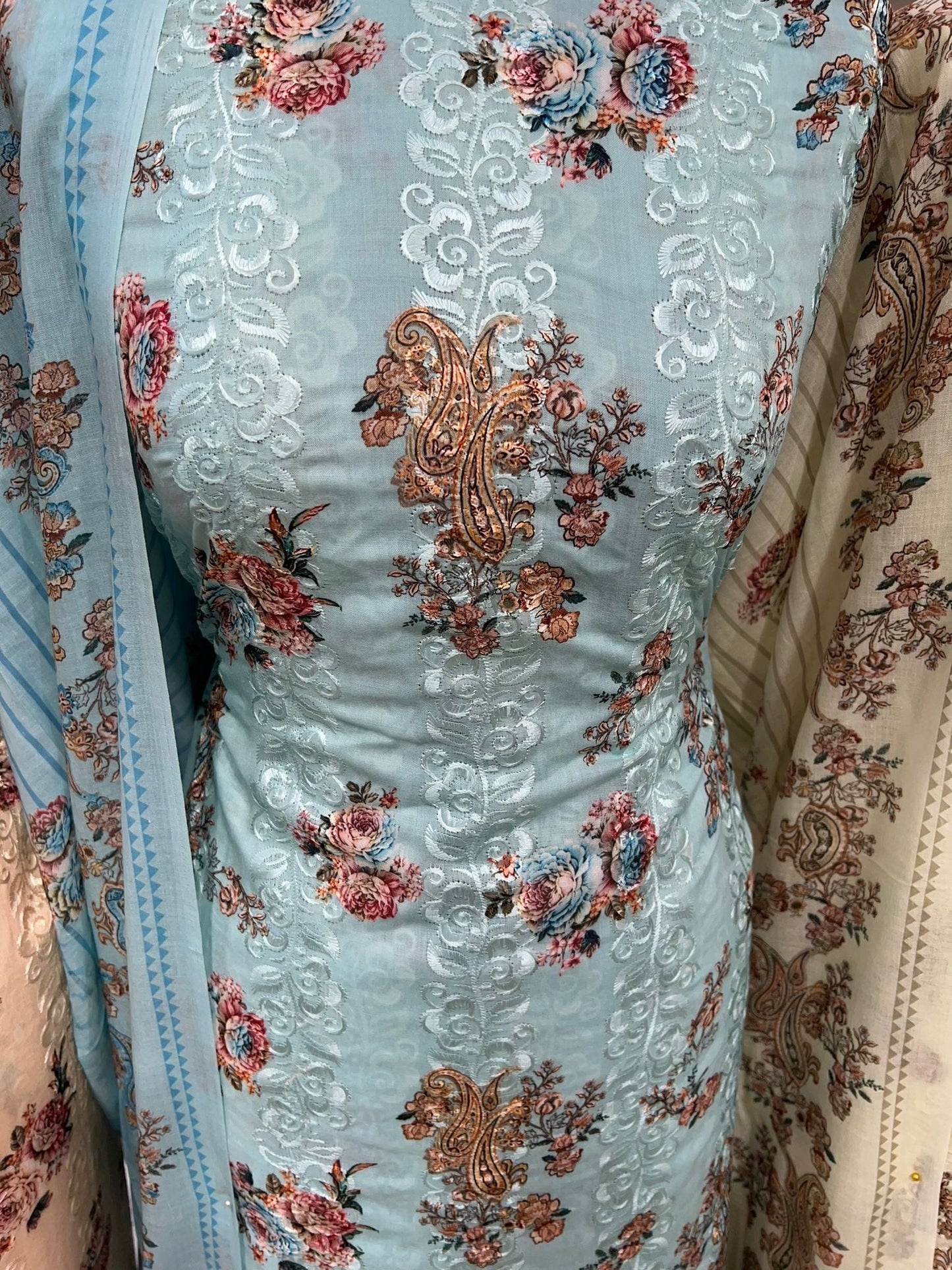 Digital Print Cotton with Intricate Embroidery