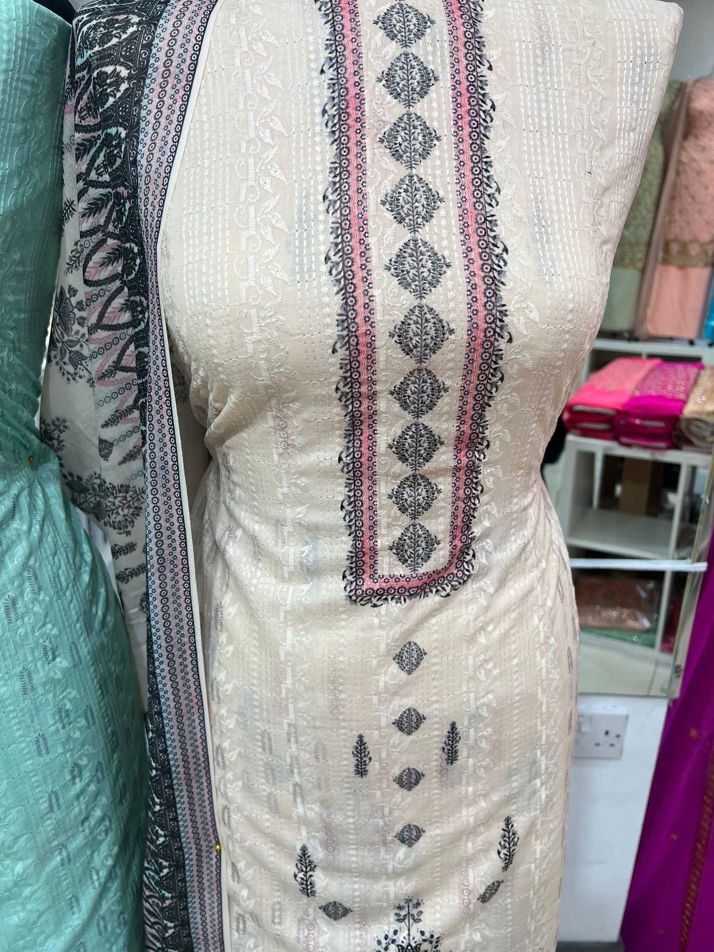 Digital Print Cotton With Intricate Embroidery