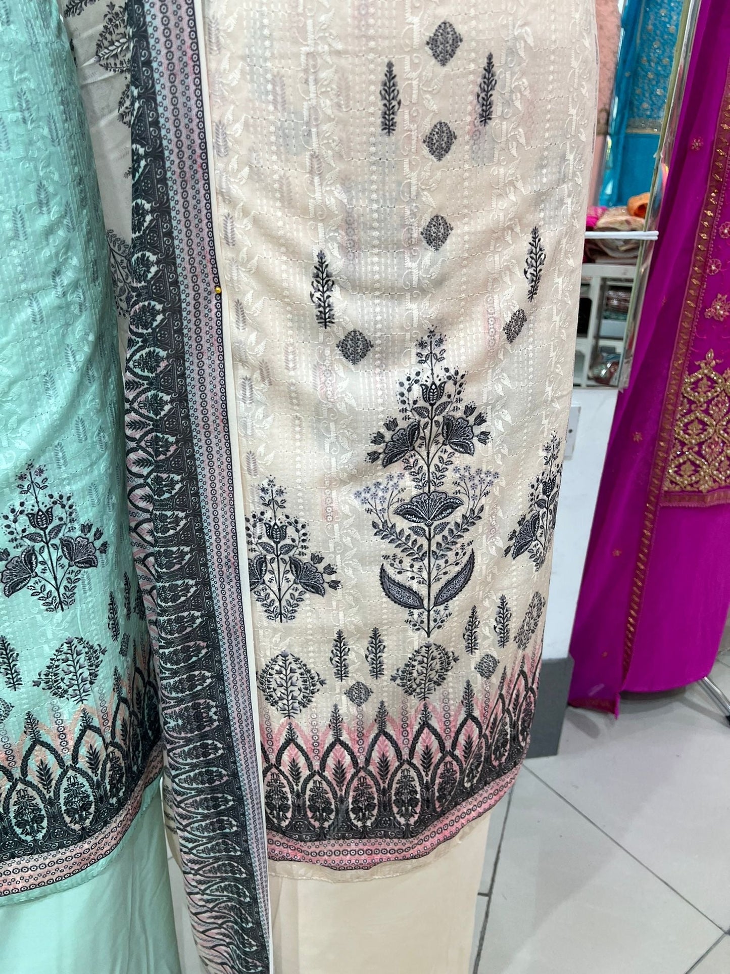 Digital Print Cotton With Intricate Embroidery