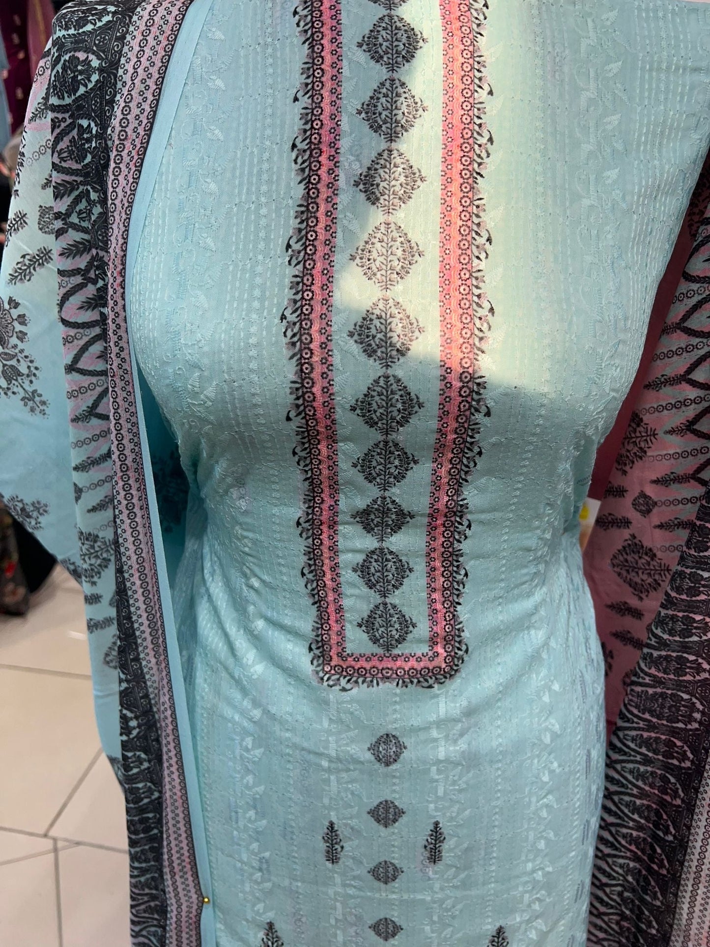 Digital Print Cotton With Intricate Embroidery